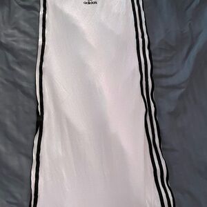 Adidas White Ribbed Sheath Dress with Halter Neckline